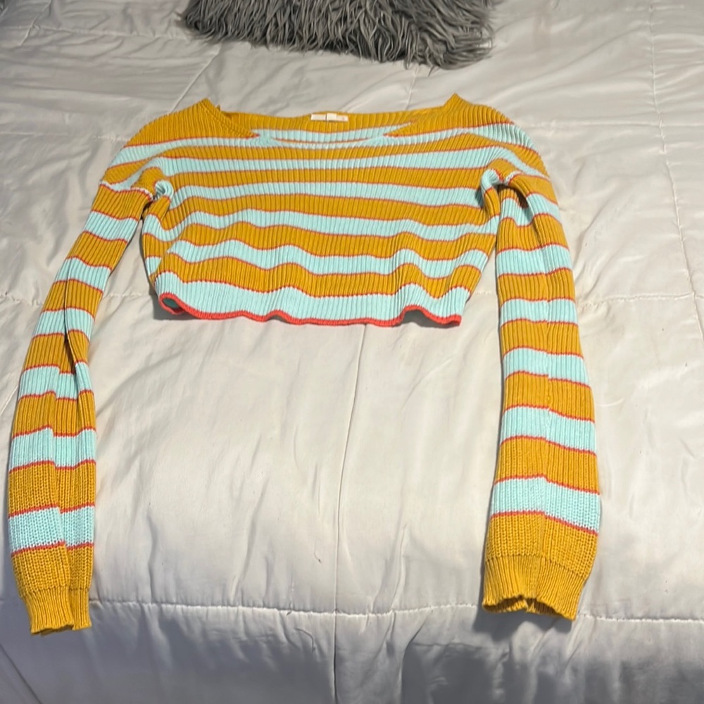cropped stripped sweater